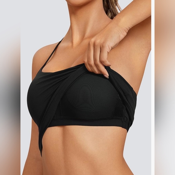 CRZ YOGA Scoop Neck Spaghetti Strap Padded Slim Camisole Tank, Black, Sz XL - Picture 4 of 7